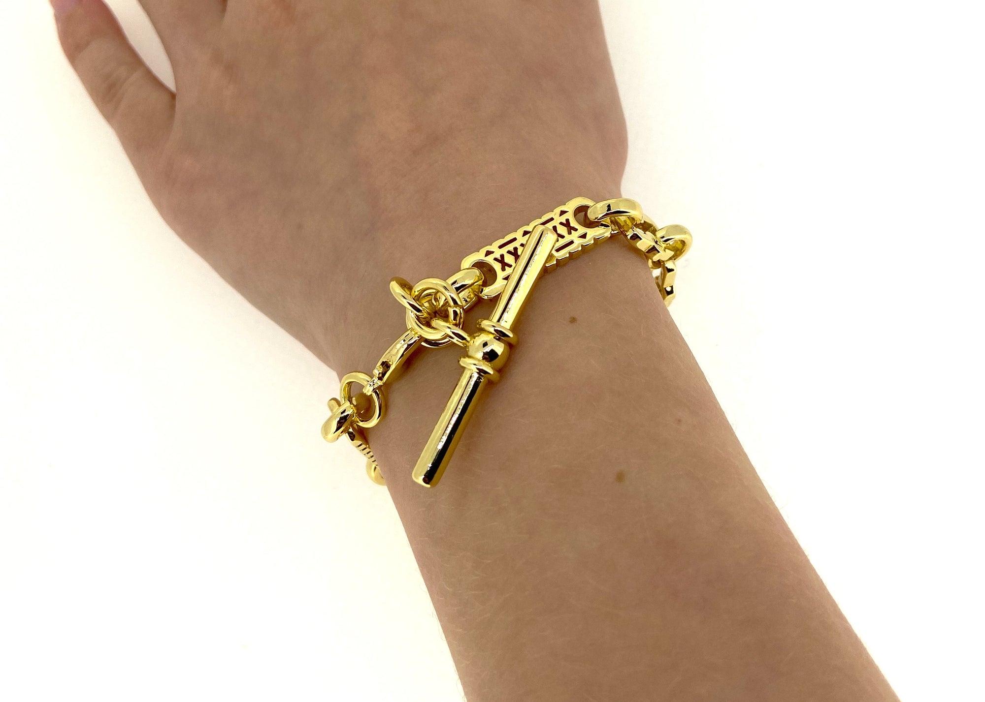 Gold Stars and Bars T-Bar Bracelet