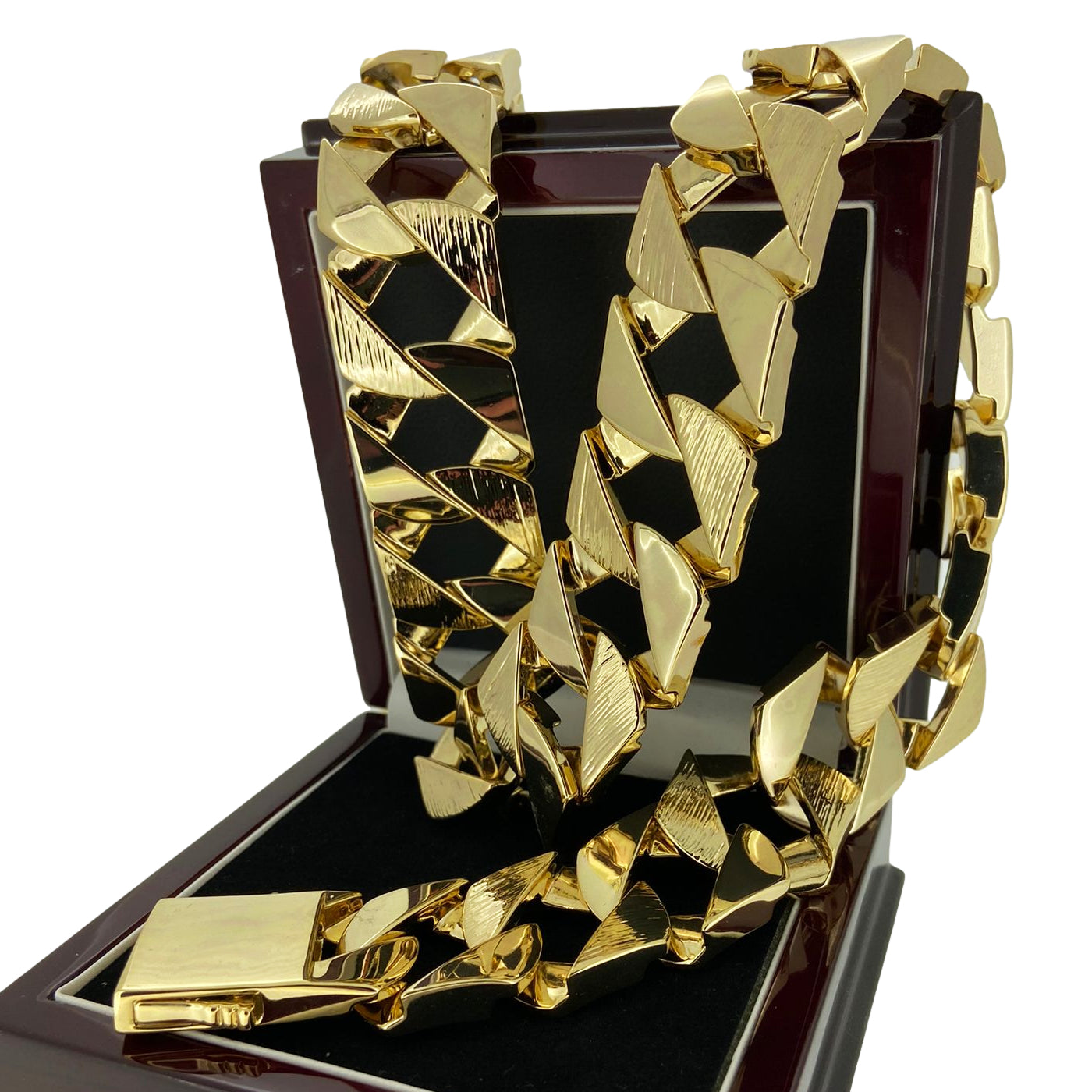 27mm Heavy Gold Bark Cuban Curb Chain Fat Necklace