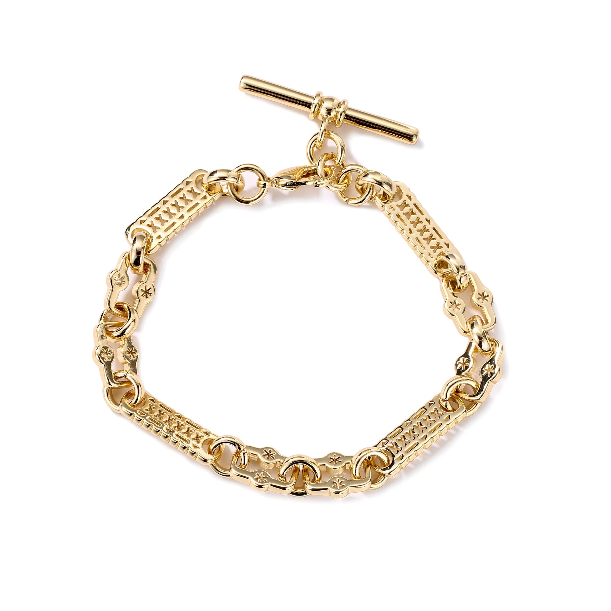 Gold Stars and Bars T-Bar Bracelet