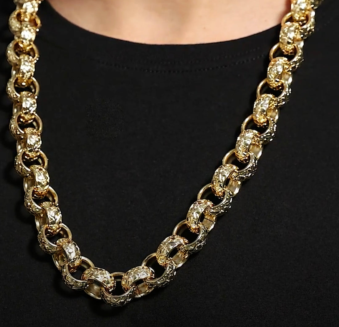 20mm Gold XXL Ornate Belcher Chain - 30 inch
