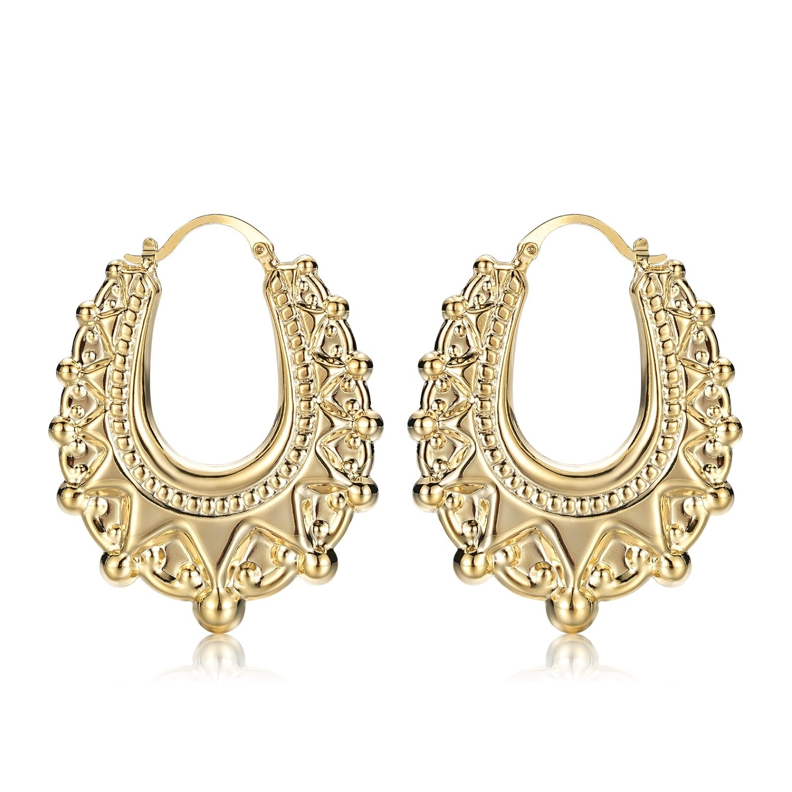 Extra Large Gold Long Gypsy Creole Earrings - 1.9 inch