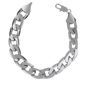 12mm Cuban Curb Classic Silver Bracelet