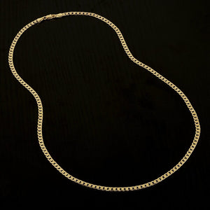 4mm Gold Cuban Curb Classic Chain Necklace