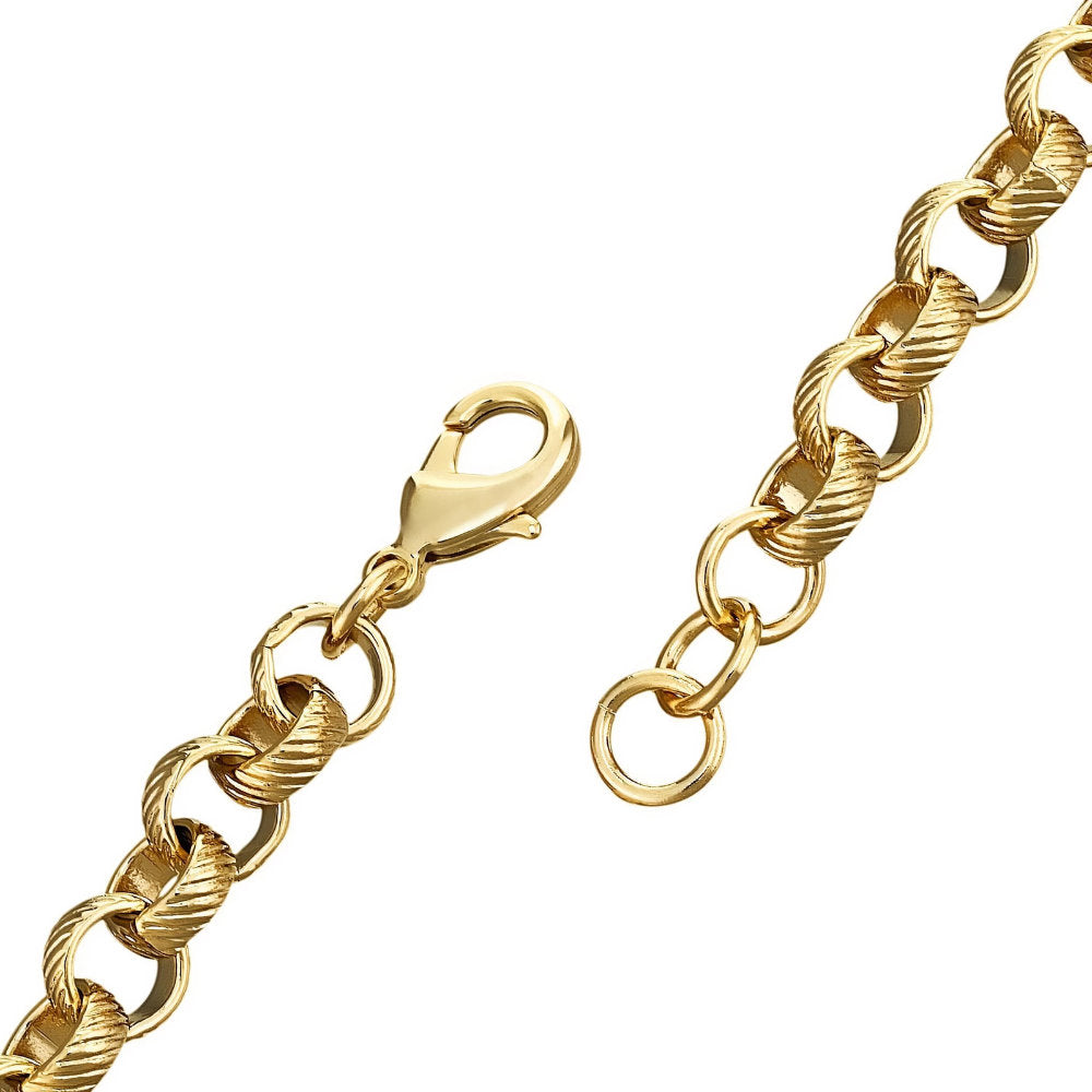 8mm Gold Line Pattern Classic Belcher Chain Necklace