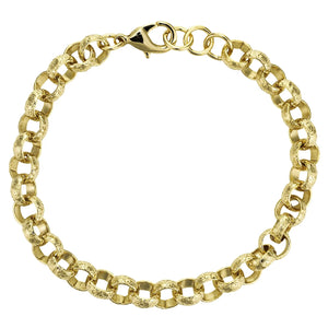 8mm Gold Diamond Cut Pattern Belcher Bracelet - 8 Inch