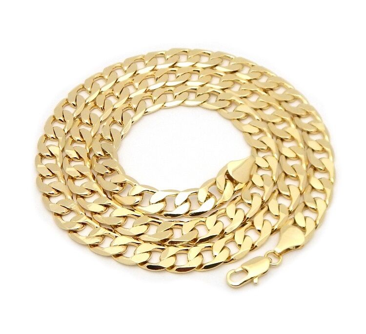 9mm Cuban Curb Classic Gold Chain Necklace - 16 Inch
