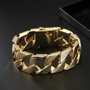 27mm Heavy Gold Bark Cuban Curb Fat Bracelet