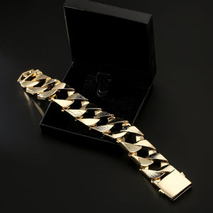 27mm Heavy Gold Bark Cuban Curb Fat Bracelet