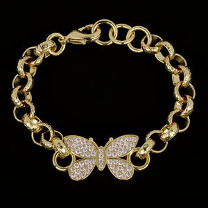 8mm Kids Butterfly Belcher Bracelet With Crystals