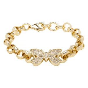 8mm Kids Butterfly Belcher Bracelet With Crystals