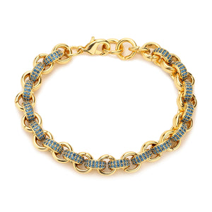 8mm Kids Belcher Bracelet With Alternate Blue Crystals