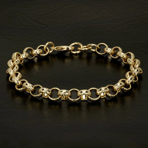 8mm Gold Diamond Cut Pattern Belcher Bracelet - 8 Inch