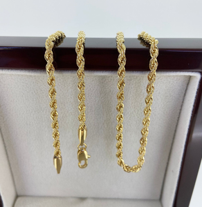 3mm Gold Rope Classic Chain Necklace