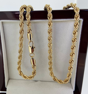 5mm Gold Rope Classic Chain Necklace