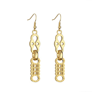 Gold Stars and Bars Dangle Drop Earrings