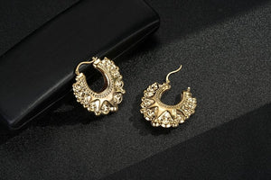 XL Gold Round Gypsy Creole Earrings - 1.8 Inch