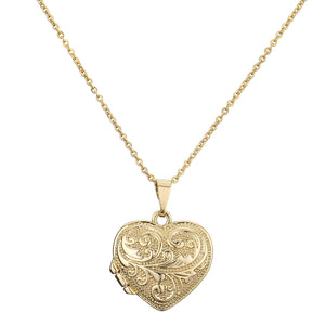 Gold Heart Locket Pendant Necklace