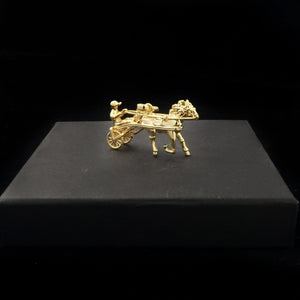 Gold Sulky Gypsy 3D Horse Racing Pendant with Cuban Chain