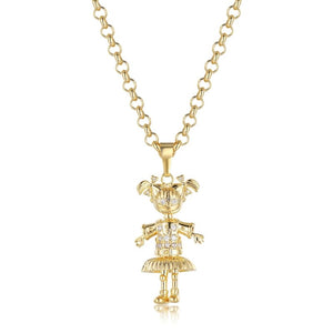 3D Gold Princess Carriage Pendant With Cuban Chain Necklace