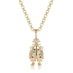 Gold Large 3D Clown Pendant with Belcher Chain Necklace