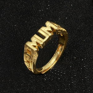 Gold Mum Textured Ring - Adjustable