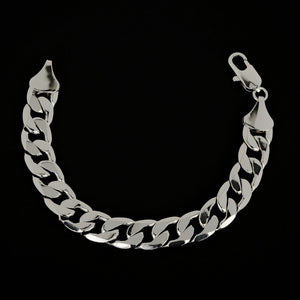 12mm Cuban Curb Classic Silver Bracelet