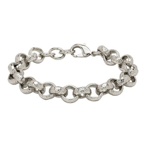 12mm White Gold Diamond Cut Patterned Belcher Bracelet