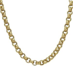 8mm Gold Diamond Cut Pattern Belcher Chain Necklace - 24 Inch