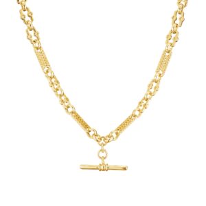 Gold Stars And Bars T-Bar Chain Necklace