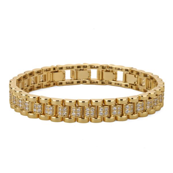 10mm Watch Style Gold Link Bracelet - Adjustable