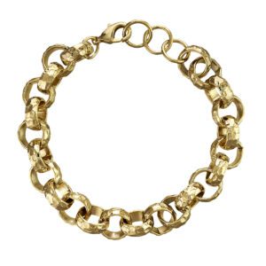 12mm Gold Diamond Cut Pattern Belcher Bracelet - 8 Inch