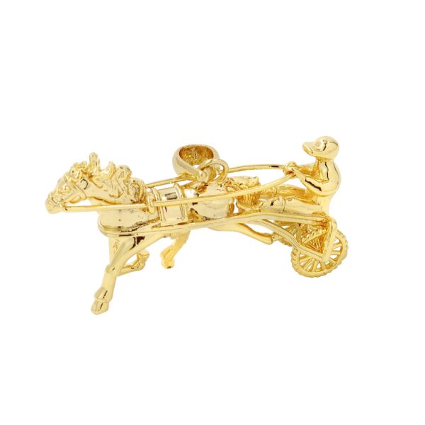 Gold Sulky Gypsy 3D Horse Racing Pendant with Cuban Chain