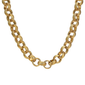 8mm Gold Line Pattern Classic Belcher Chain Necklace