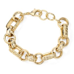 Luxury XXL 18mm Gold Ornate Gypsy Link Belcher Bracelet