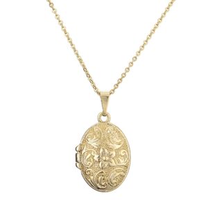 Extra Large Gold Oval Locket Pendant Necklace