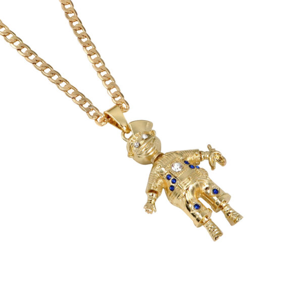 Large Gold Naughty Boy Pendant With Cuban Curb Chain Necklace