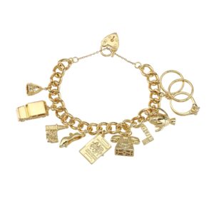 Gold Charm Heart Lock Bracelet - Great Britain Charms