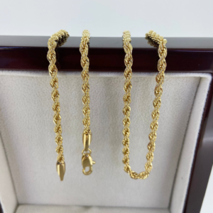 3mm Gold Rope Classic Chain Necklace