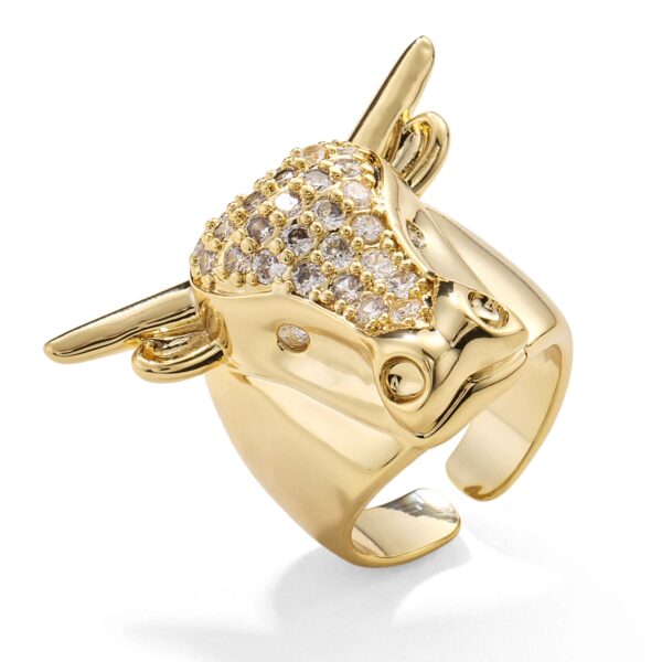 Large Gold Bull Ring With Crystals - Adjustable