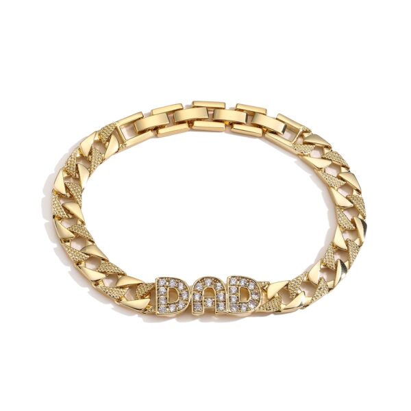 11mm Gold Dad Cuban Curb Bracelet With Stones