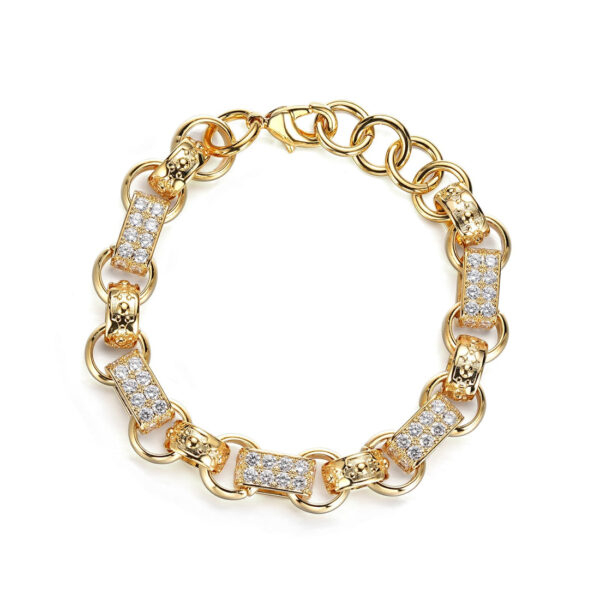 13mm Gold XXL Gypsy Link Belcher Bracelet With Crystals