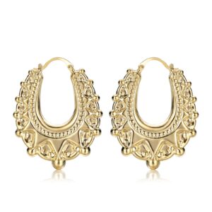 Extra Large Gold Long Gypsy Creole Earrings - 1.9 inch