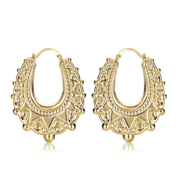 Extra Large Gold Long Gypsy Creole Earrings - 1.9 inch