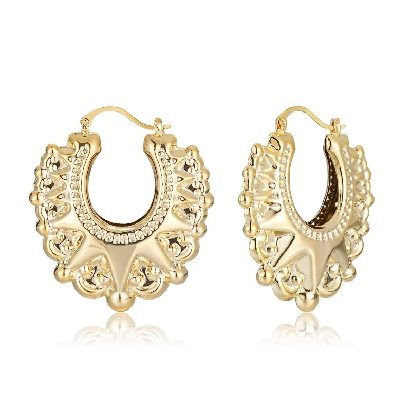 Large Gold Round Gypsy Creole Earrings - 1.8 Inch