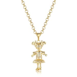 3D Gold Princess Carriage Pendant With Cuban Chain Necklace