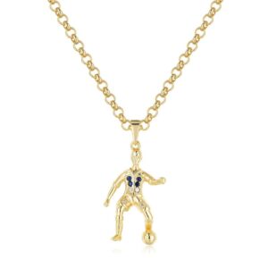 Gold Footballer Pendant With Cuban Curb Chain Necklace